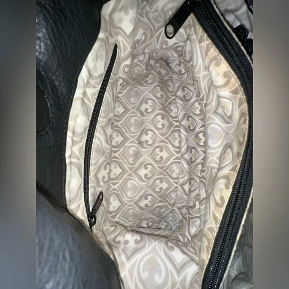 Brighton Black Pebbled Leather and Brown Croc-Embossed Hobo Shoulder Bag - Picture 15 of 16